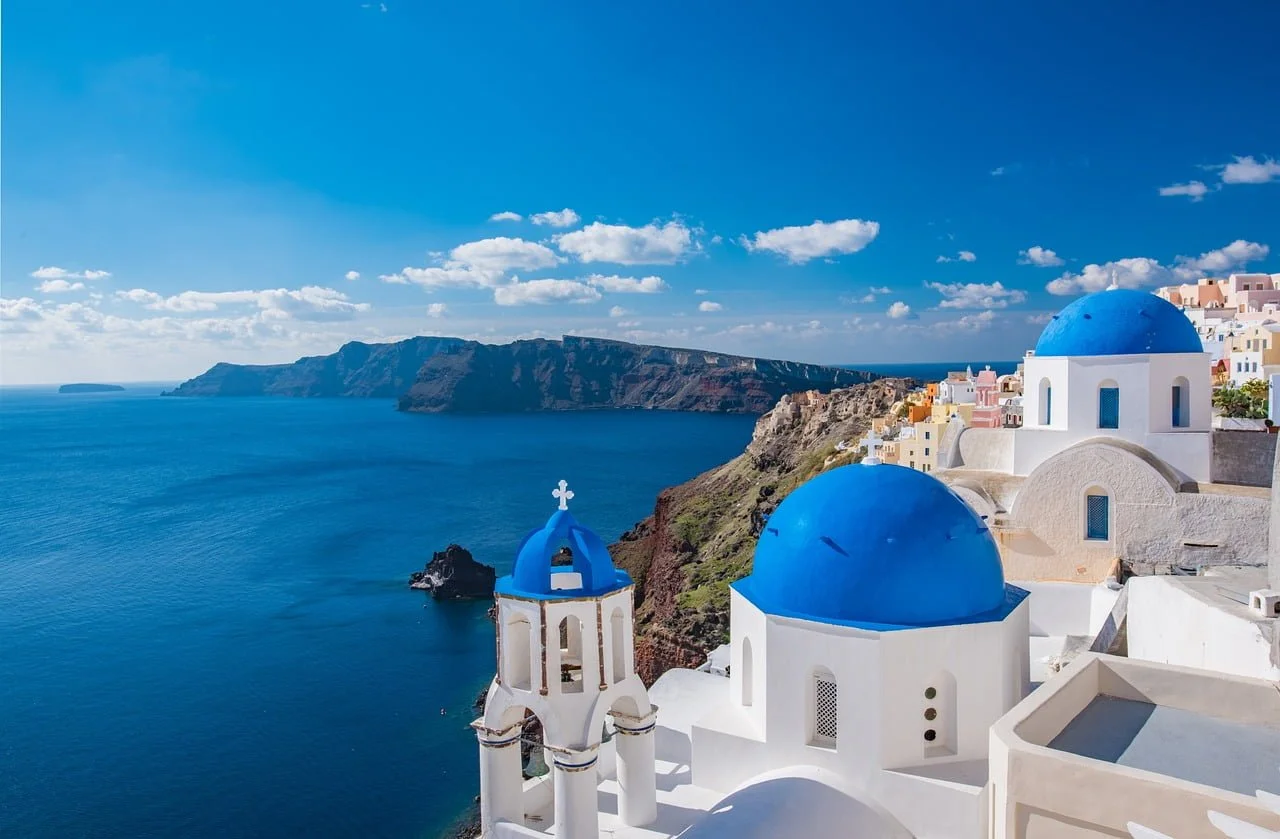 Vista de la iglesia de Santorini